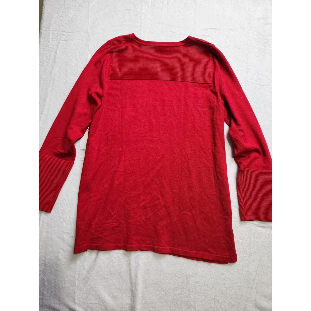 NWT Chico's Tunic Sweater Women M Red Zipper Detail Wild Poppy Pullover